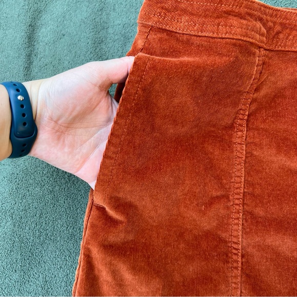 Burnt Orange Corduroy Button Up Mini Skirt - Picture 5 of 6